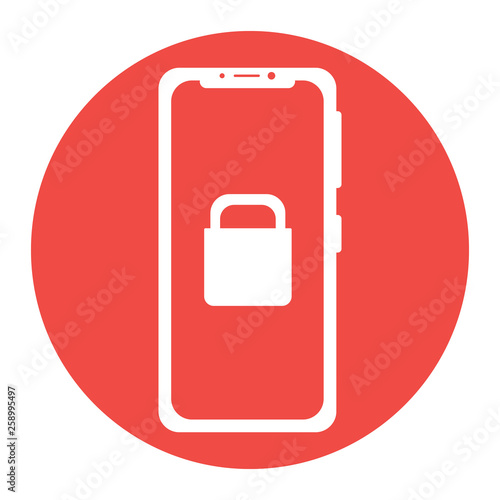 Lock in a smartphone icon vector