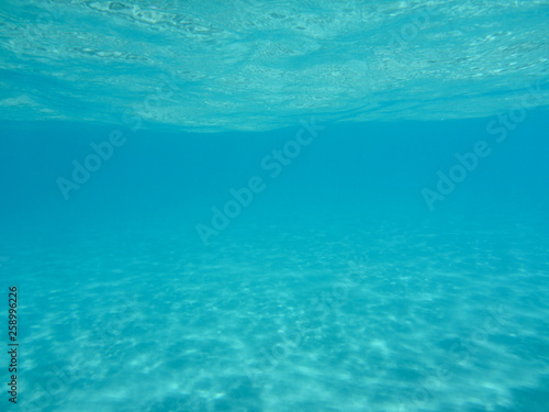 Underwater view of the beautiful Skala beach of Kefalonia island  Ionian sea  Greece.