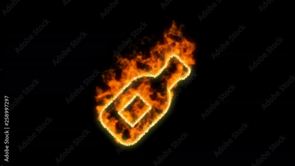 wine bottle symbol inflames. Then disappears. In - Out loop. Alpha channel Premultiplied - Matted with color black wine bottle symbol inflames. Then disappears. In - Out loop. Alpha channel Premultiplied - Matted with color black