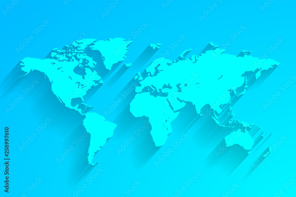 Turquoise world map background, vector