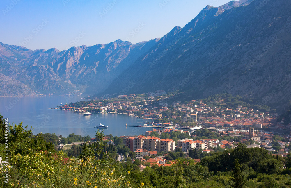 Obraz premium Mountain in summer. Kotor - popular summer resort, Montenegro