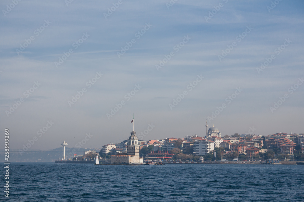 Bosphorus cruise, Istanbul, Turkey. Waves on water.
