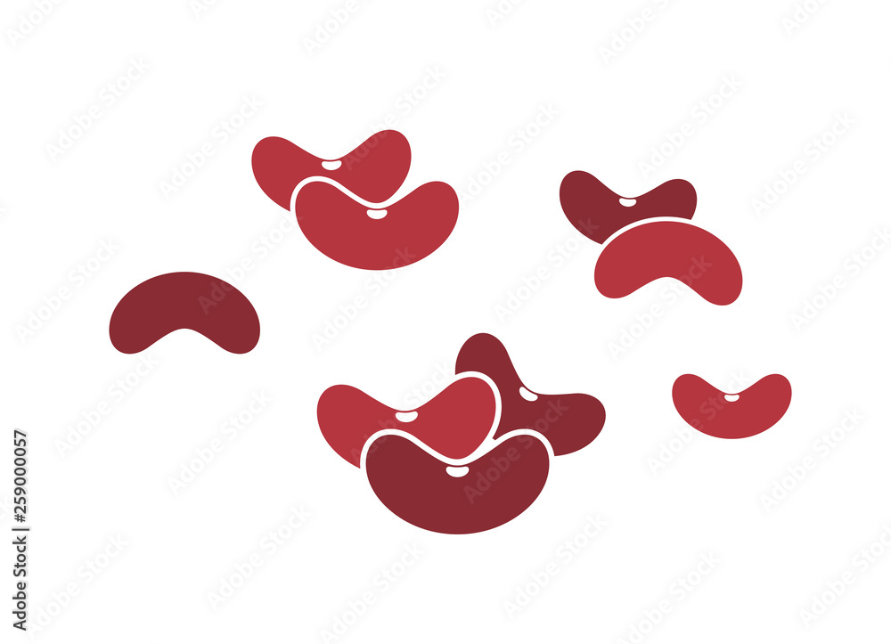 Red kidney bean. Icon set 