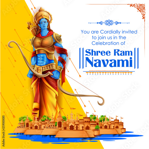 Shree Ram Navami celebration background for religious holiday of India photo
