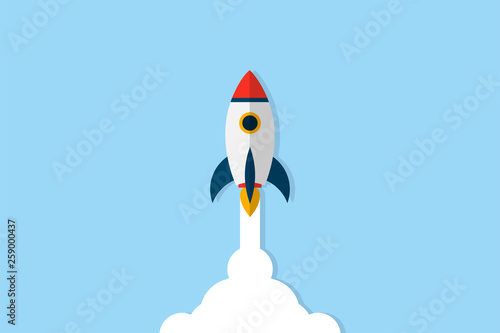 Startup concept. Start Up illustration. Rocket launch. Rocket fly up. Startup business concept