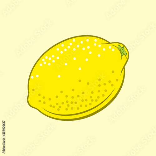 Fototapeta Naklejka Na Ścianę i Meble -  Illustration of Juicy Stylized Lemon Citrus Fruit. Icon for Food Apps and Web on Yellow Background