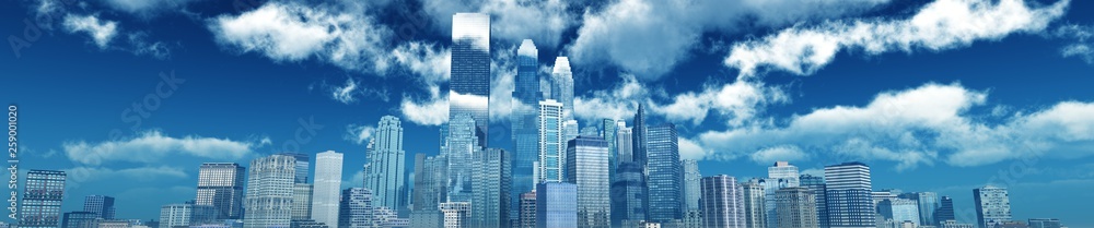 Panorama of a modern city, skyscrapers in the distance, beautiful city Panorama of a modern city, skyscrapers in the distance, beautiful city