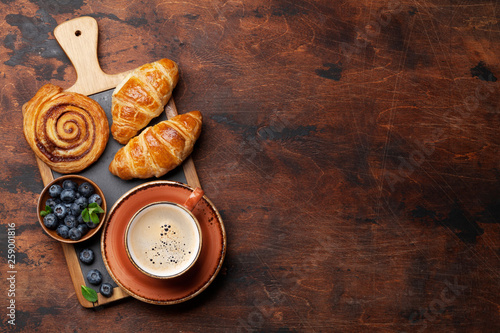 Coffee and croissants breakfast