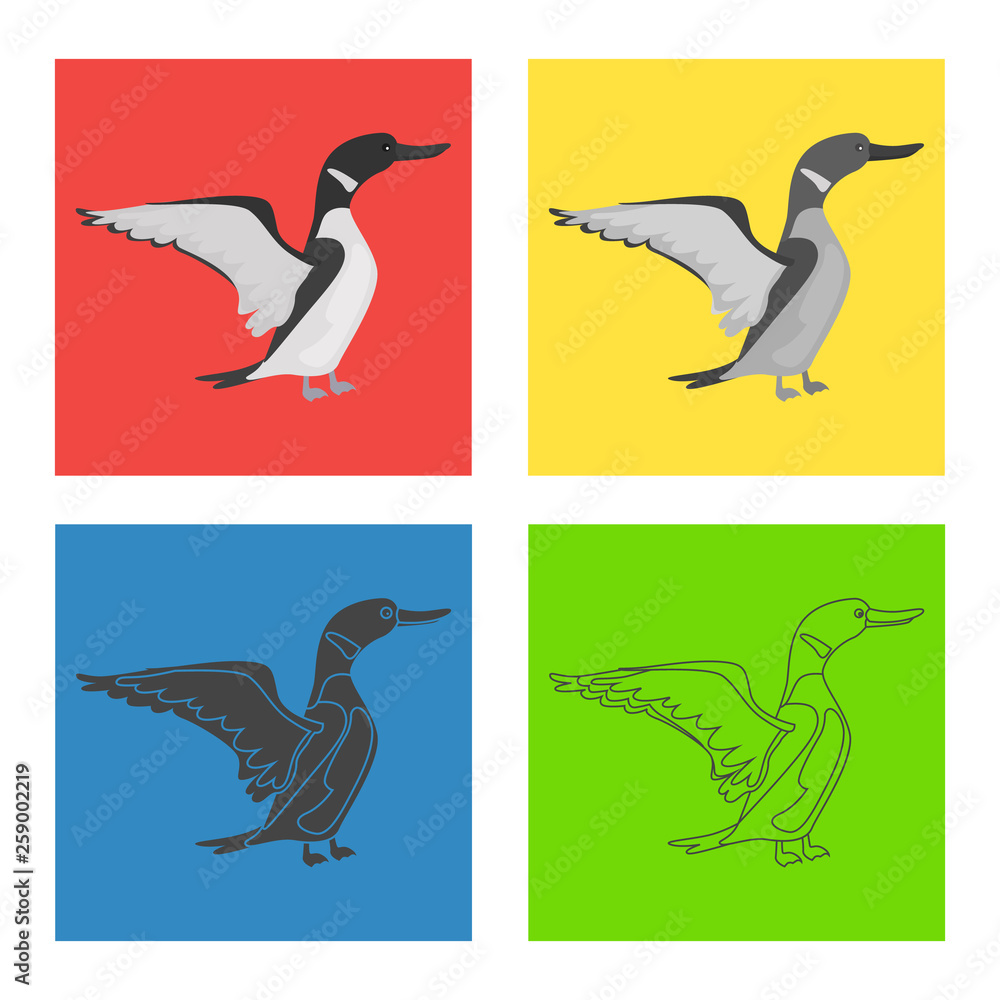 Loon color flat, line, simple, black and white concept icons set Loon color flat, line, simple, black and white concept icons set