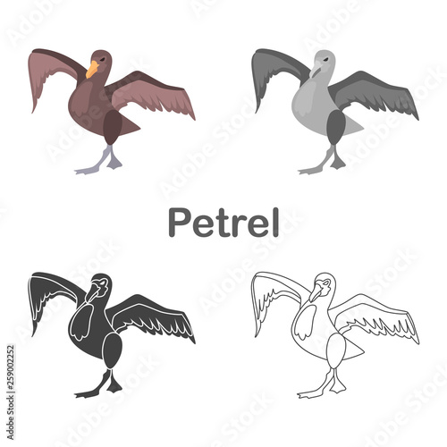 Petrel color flat, simple, line, black and white colors concept icons set