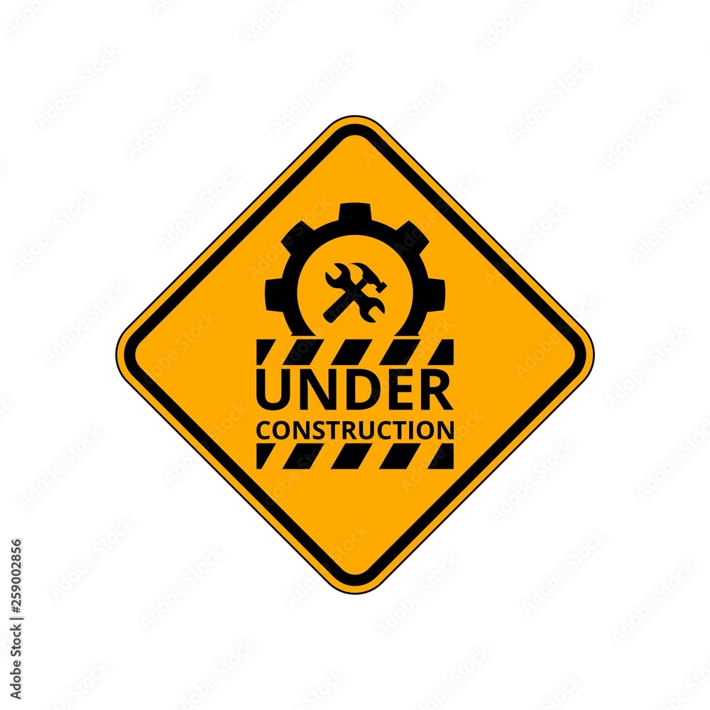 Under Construction Sign on White Background Under Construction Sign on White Background