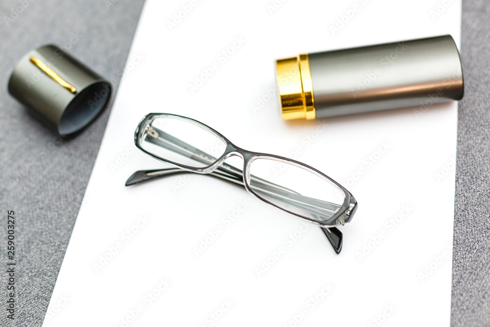 Glasses on paper with the engineer's office. Glasses on paper with the engineer's office.