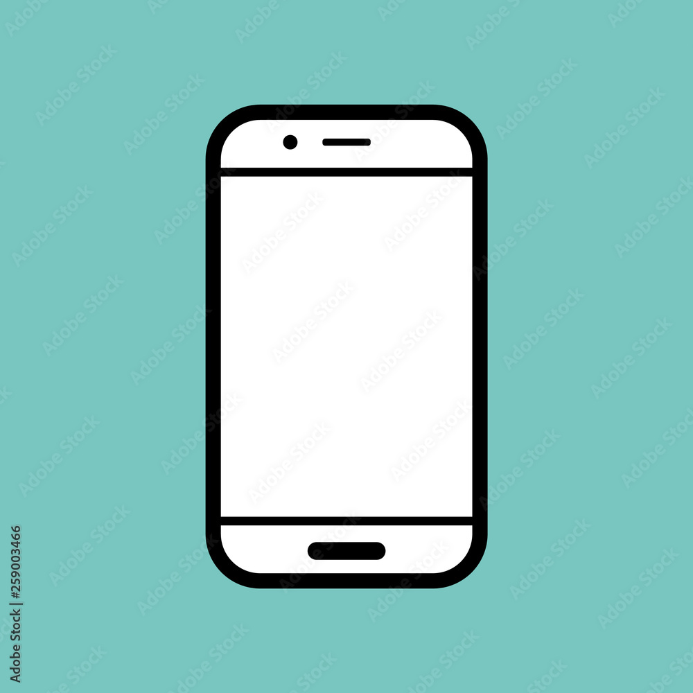 Mobile phone or smartphone, white screen, icon. Smartphone, mobile phone with white screen, front view. Blank scree mobile phone or smartphone, flat style icon. Mobile phone or smartphone, white screen, icon. Smartphone, mobile phone with white screen, front view. Blank scree mobile phone or smartphone, flat style icon.