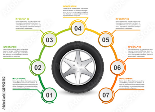 Car Wheel. Infographic Design Template. Vector illustration. 
