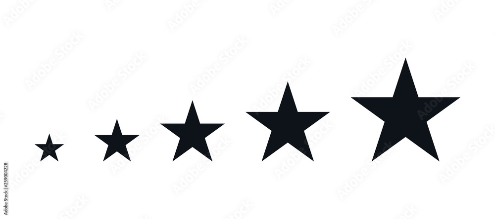 Five Black Stars in a row. Flat design Five Black Stars in a row. Flat design