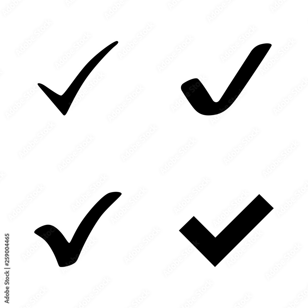 4 black check mark vector icons. Set of black check mark icons. Black Check marks collection 4 black check mark vector icons. Set of black check mark icons. Black Check marks collection