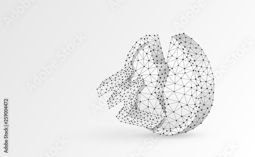 Broken Rupee Golden Coin Origami 3d illustration. Polygonal Vector business, money, unstable finance, crash, broken circle concept. Low poly wireframe, triangle, line, dot, polygons. White background