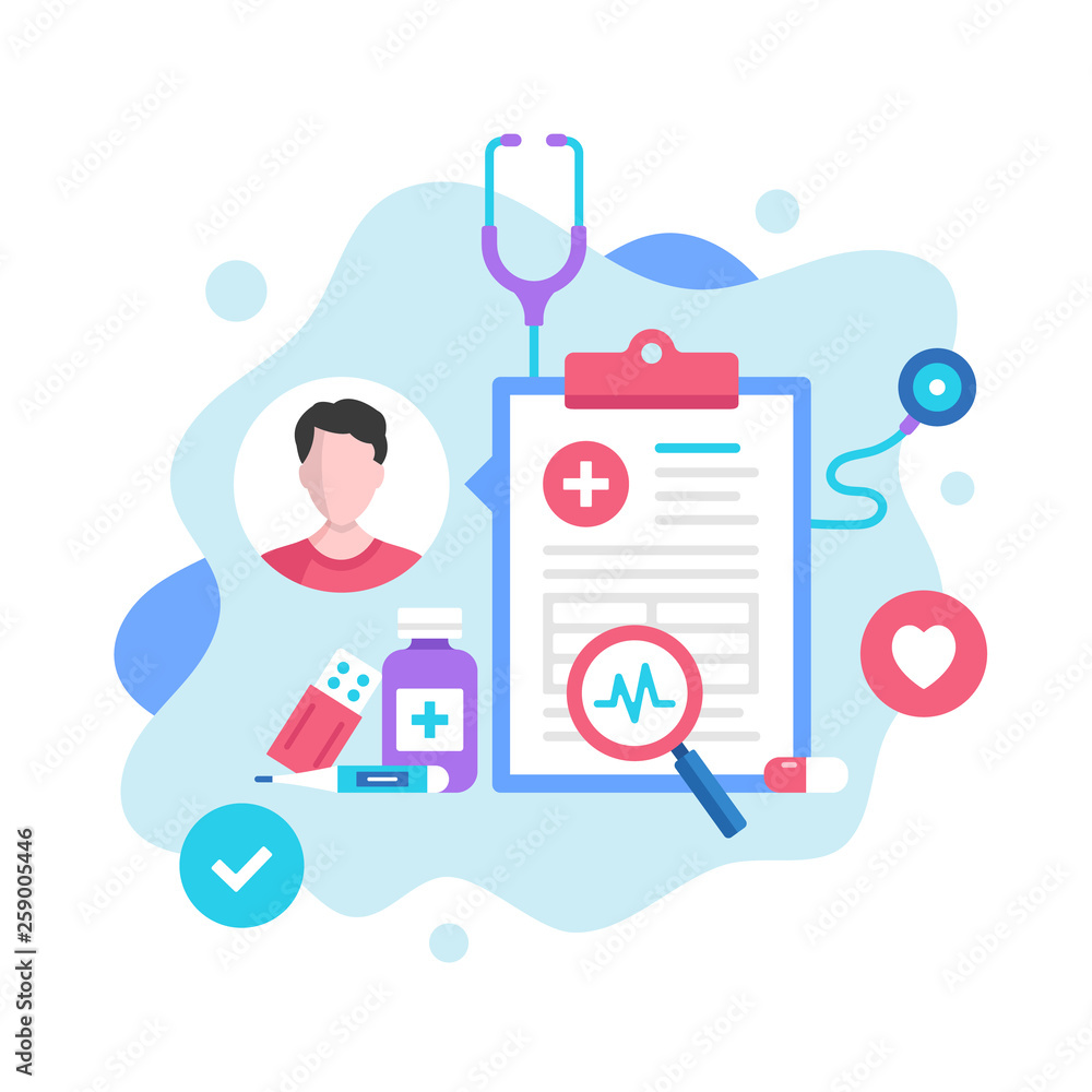 Medical record concept. Vector illustration. Medical diagnosis, medical