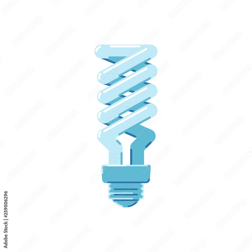 Energy saving lamp on a white background. Flat style icon. Energy saving lamp on a white background. Flat style icon.
