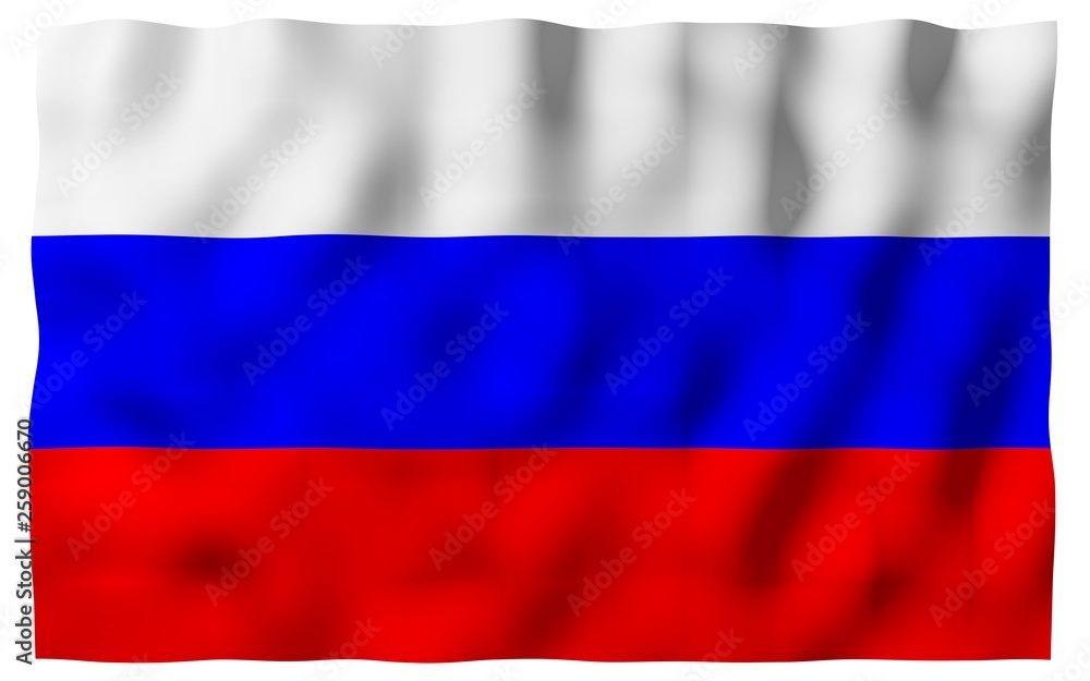 Fototapeta premium Waving flag of the Russian Federation. The National. State symbol of the Russia. 3D illustration