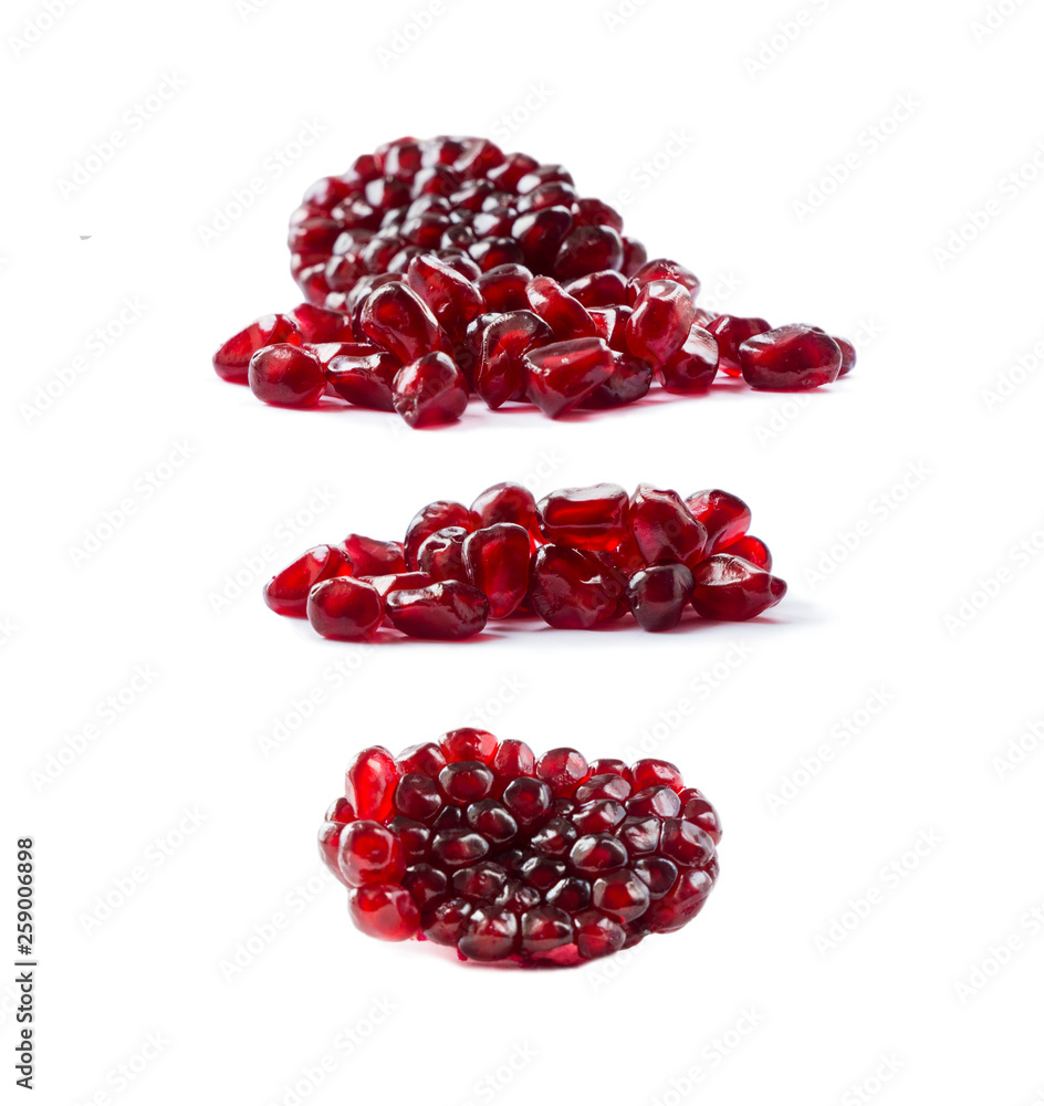 Pomegranate seeds isolated on white background. Sweet and juicy garnet with copy space for text. Garnets isolated on white background. Garnets isolated on white. Set of pomegranate. Pomegranate seeds isolated on white background. Sweet and juicy garnet with copy space for text. Garnets isolated on white background. Garnets isolated on white. Set of pomegranate.
