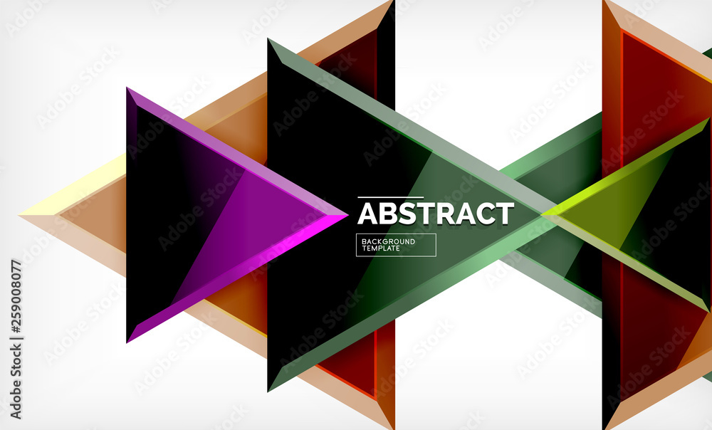 Triangular low poly background design, multicolored triangles
