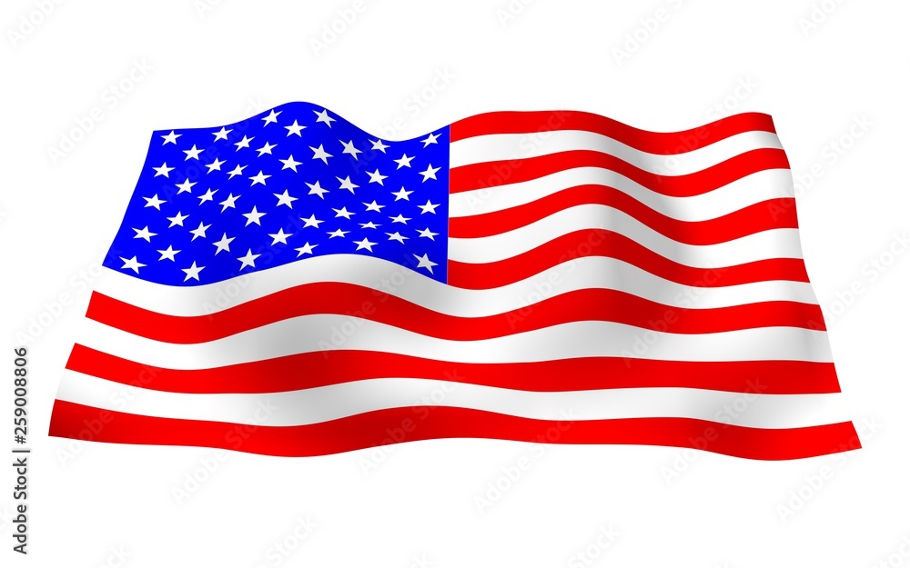 Fototapeta premium Waving flag of the United States of America. Stars and Stripes. State symbol of the USA. 3D illustration