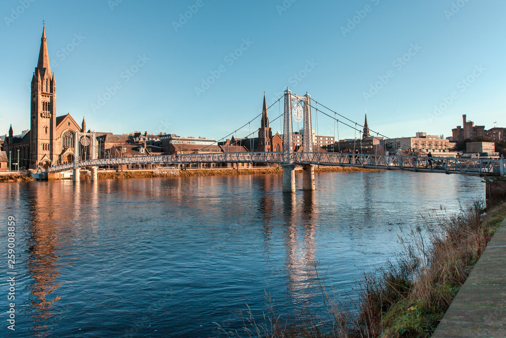 Fototapeta premium Panoramic picture of the river ness in Inverness Scotland