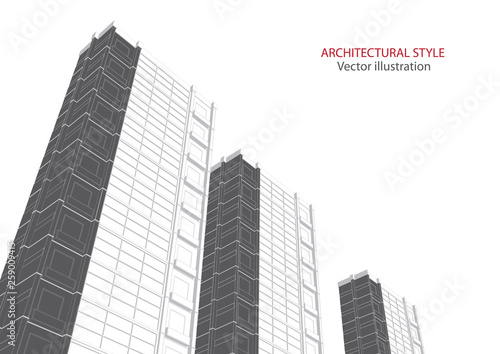 Technical project of the city .Drawing of skyscrapers  buildings.Big cities cityscapes and buildings .