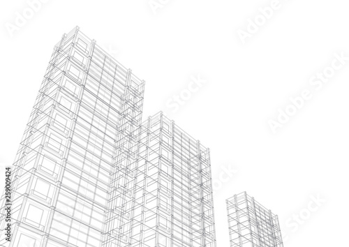 Technical project of the city .Drawing of skyscrapers, buildings.City skyscrapers .
