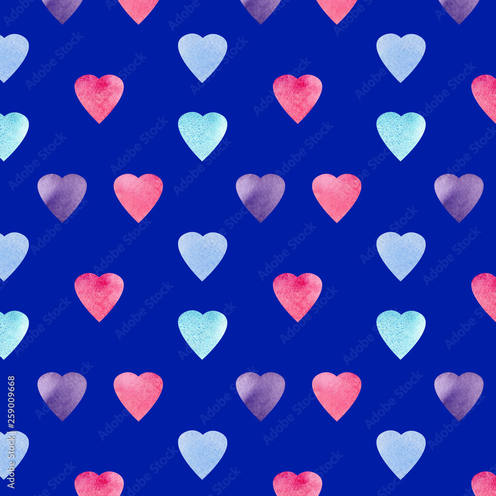 Heart shape symbol design. Colorful Hearts pattern for paper,textile,card. Valentines Day seamless background. 