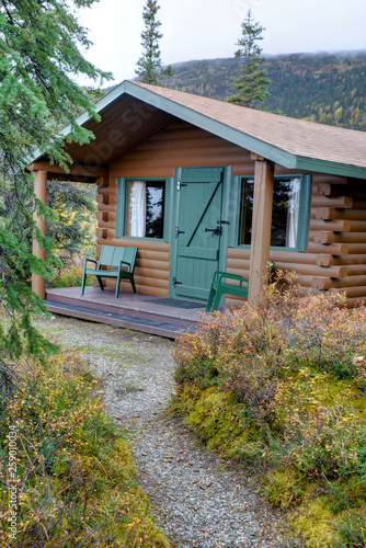A closeup little cabin in Denali National Park.