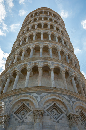 Close view the leaning tower of pisa