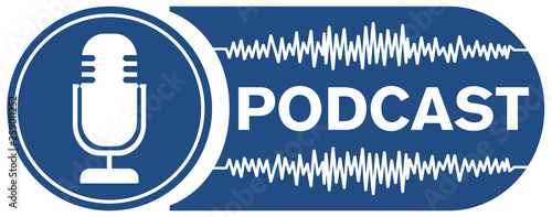 podcast recording symbol with microphone and audio waveform