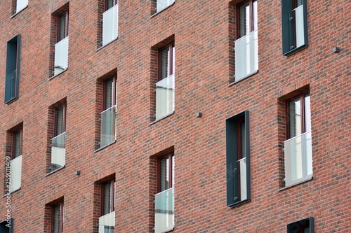 Fragment of a modern apartment building in front. Very modern apartment house.