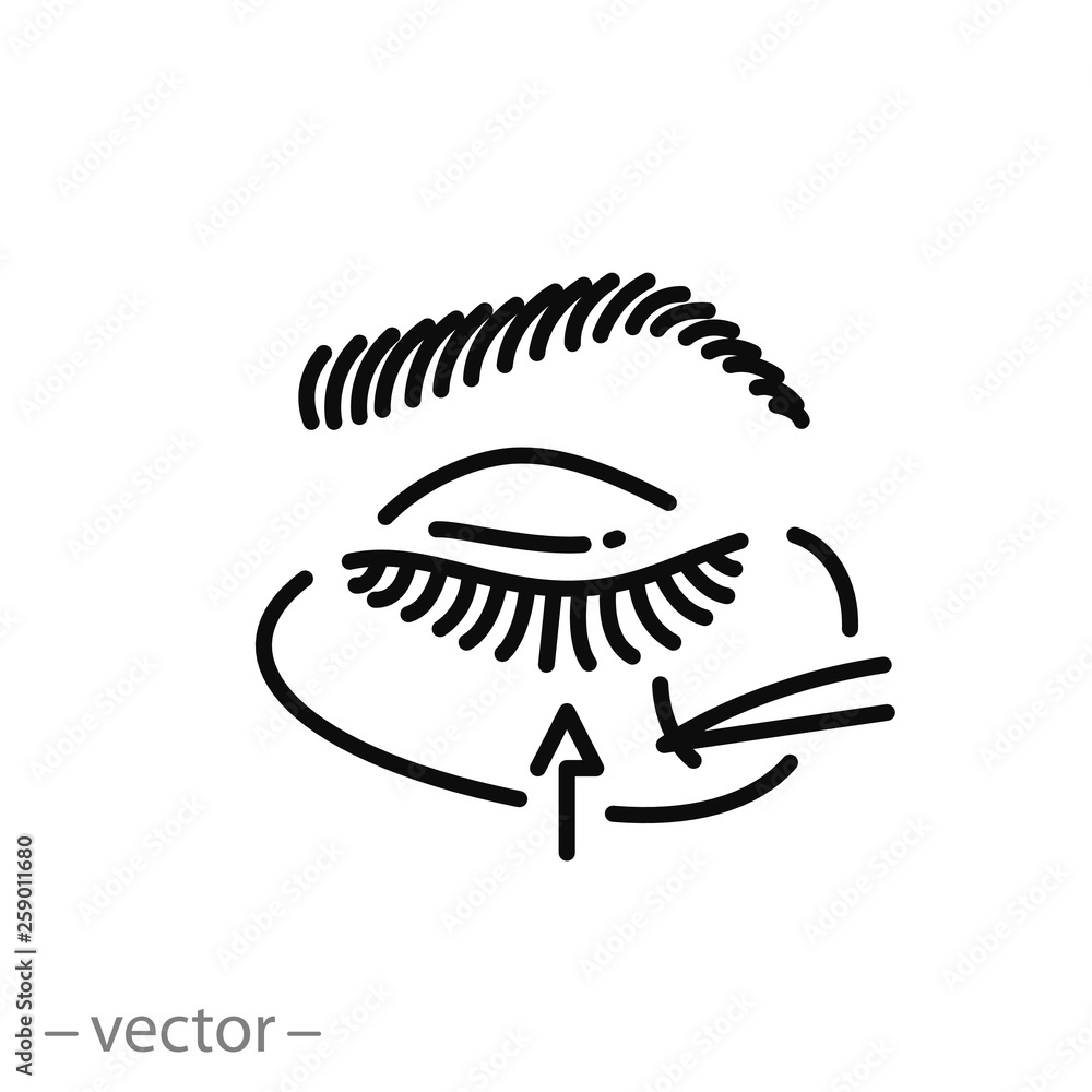 eyelash extension icon, cosmetology glue for lash line sign on white background - editable stroke vector illustration eps10 eyelash extension icon, cosmetology glue for lash line sign on white background - editable stroke vector illustration eps10