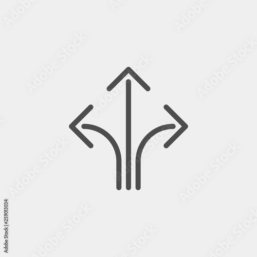 Branching arrow flat vector icon. Arrow triple flat vector icon