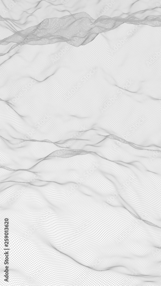 Abstract landscape on a white background. Cyberspace grid. Hi-tech network. 3d technology illustration Abstract landscape on a white background. Cyberspace grid. Hi-tech network. 3d technology illustration