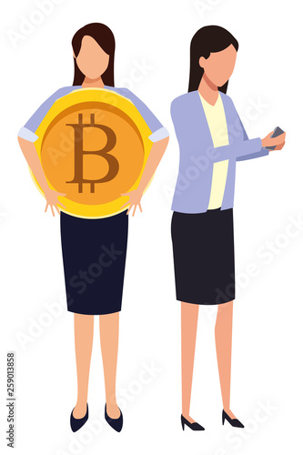 Business people with bitcoins