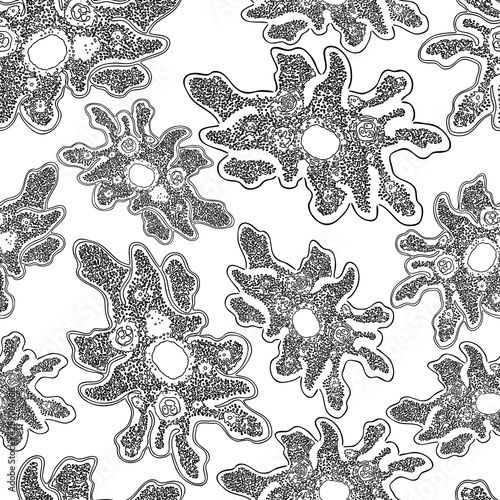 Seamless pattern of drawn amoebas