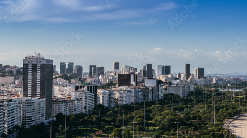 High perspective of Aterro do Flamengo and financial downtown district in Rio de Janeiro, Brazil