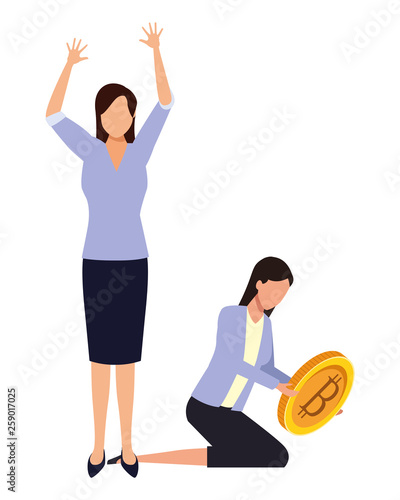 Business people with bitcoins