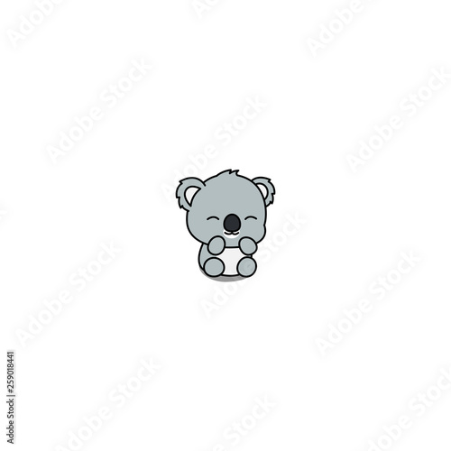 Cute baby koala cartoon icon, vector illustration