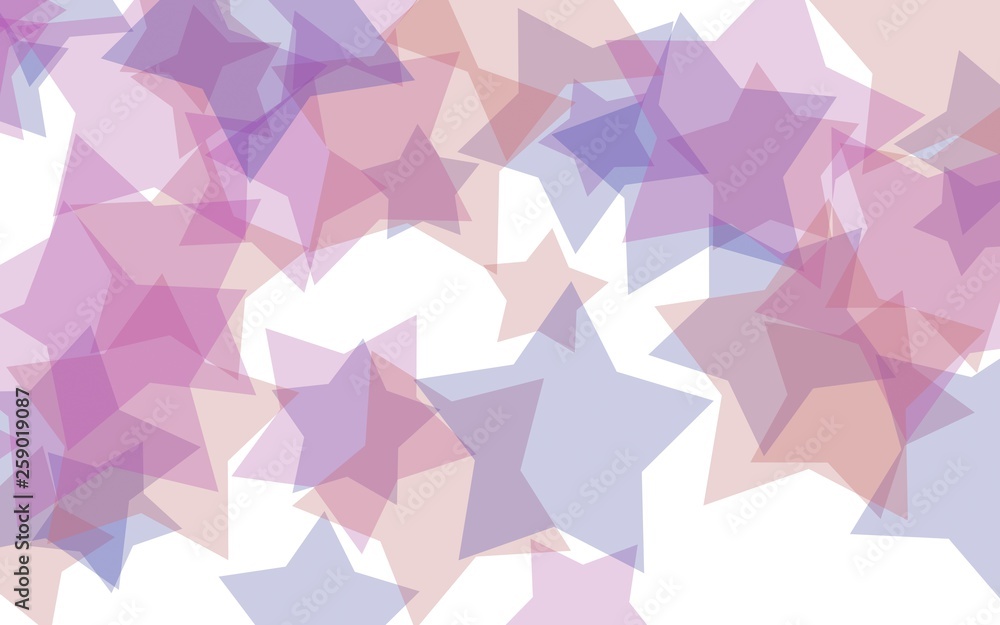 Multicolored translucent stars on a white background. Red tones. 3D illustration Multicolored translucent stars on a white background. Red tones. 3D illustration