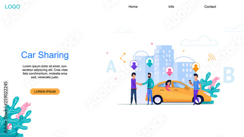 Car Sharing landing Page. Taxi Automobile Network.