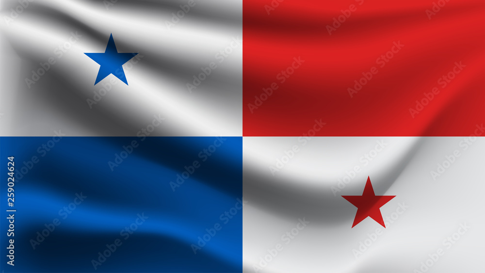 Panama flag waving with the wind, 3D illustration Panama flag waving with the wind, 3D illustration