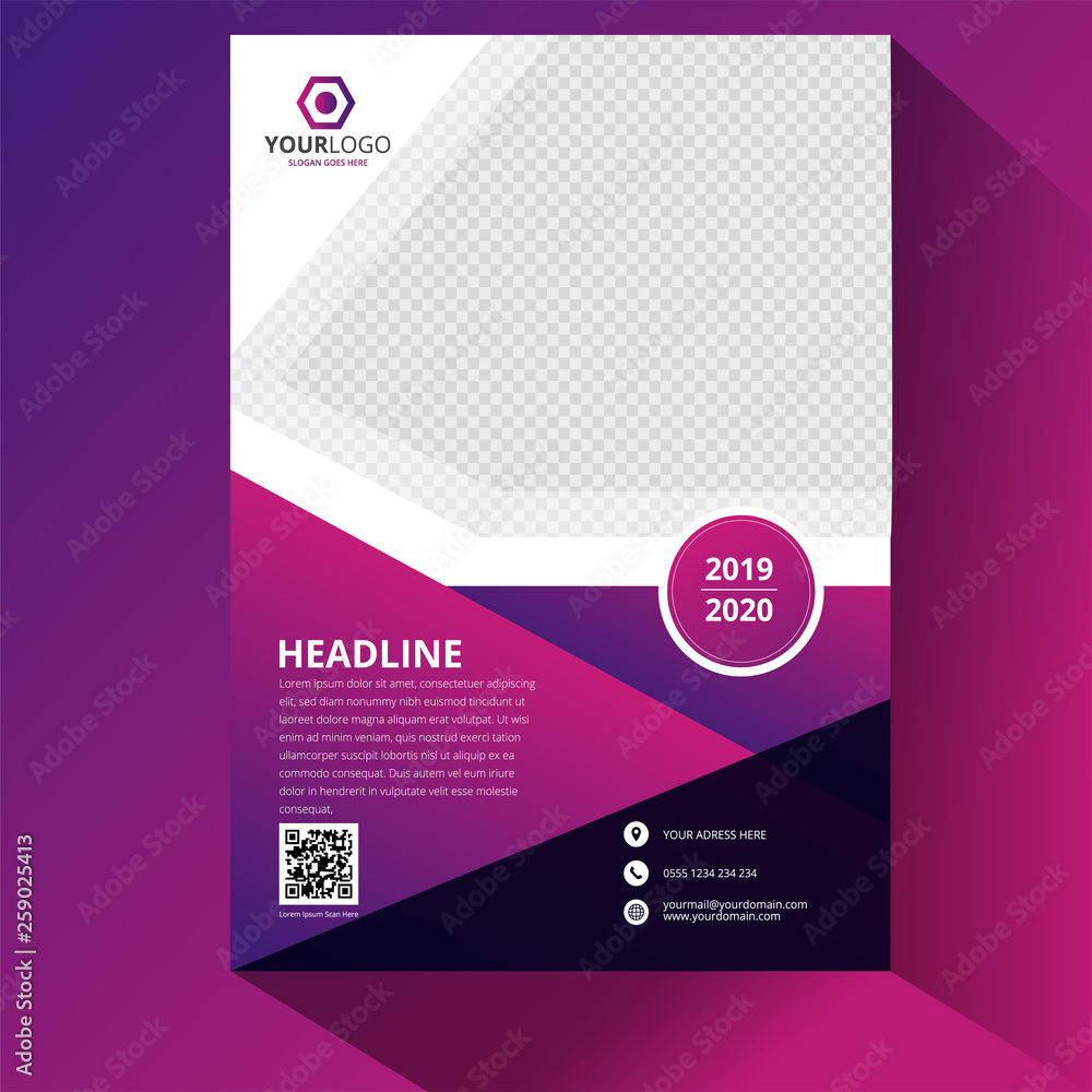 Purple Corporate business annual report brochure flyer design. Leaflet cover presentation. Catalog with Abstract geometric background. Modern publication poster magazine, layout, template. A4 size Purple Corporate business annual report brochure flyer design. Leaflet cover presentation. Catalog with Abstract geometric background. Modern publication poster magazine, layout, template. A4 size