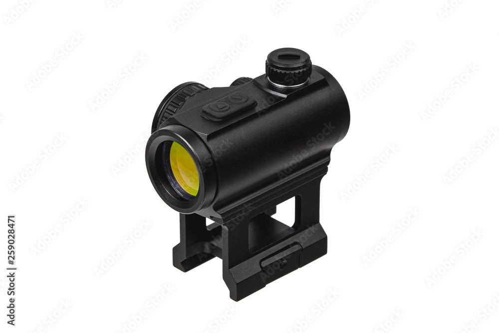black optical sniper scope isolated on white back black optical sniper scope isolated on white back