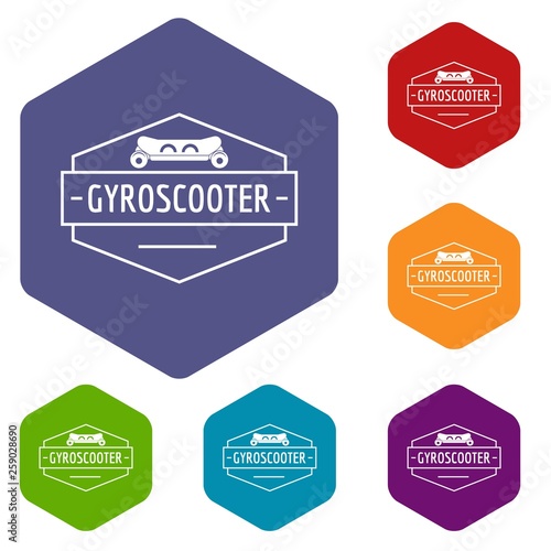 Battery gyro scooter icons vector colorful hexahedron set collection isolated on white 