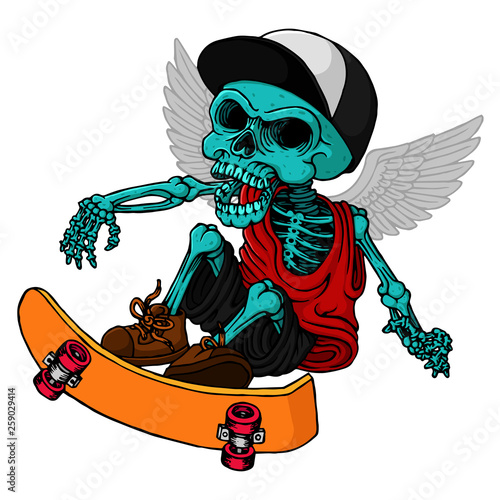 Cartoon Skaters Skulls, Hand drawn